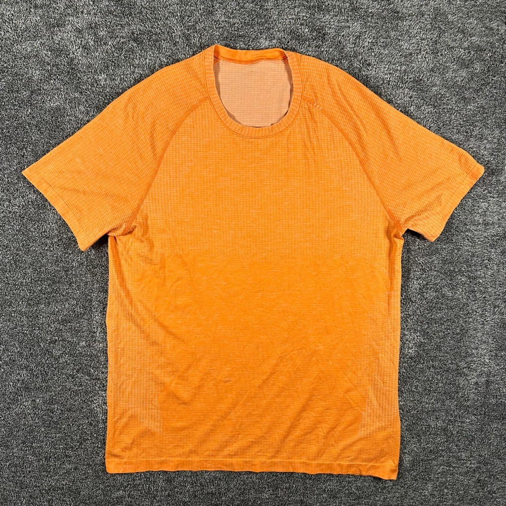 Lululemon Shirt Mens Large Metal Vent Tech Orange Short Sleeve Athletic Workout